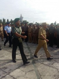 DANDIM 0301/Pekanbaru Sebagai Dan Up Pada  Apel Kebangsaan Tiga Pilar Dalam Rangka Kontijensi Wilaya