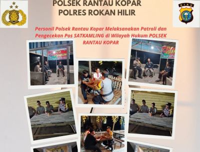 Personil polsek Rantau Kopar melaksanakan patroli dan pengecekan pos Sat Kamling
