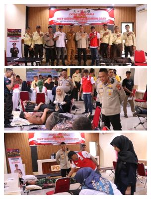 Polres Rohil Gelar Donor Darah Peringati HUT Satpam ke-45